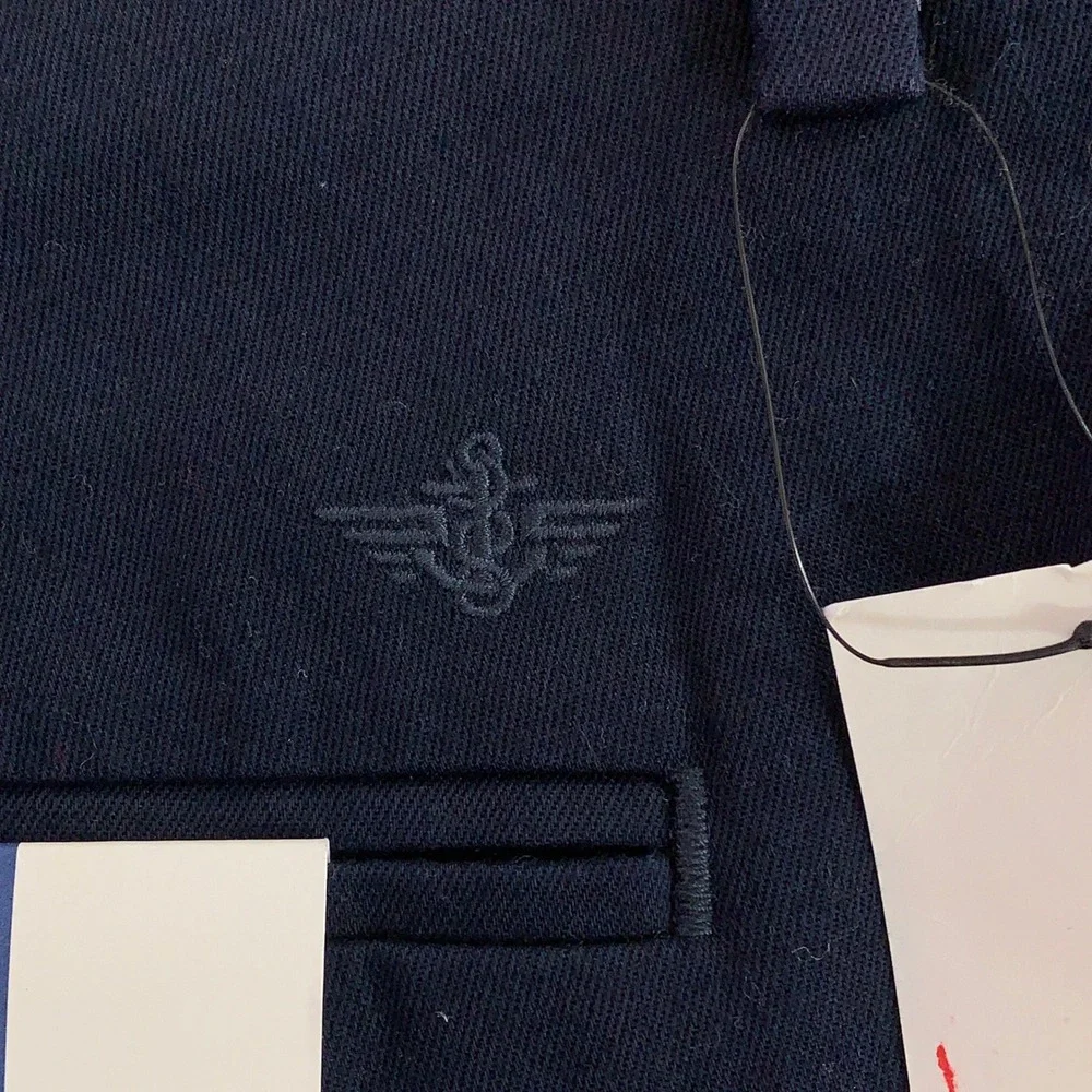 Dockers Mens 38x32 Navy Blue Pleated Relaxed Fit Lux Cotton Stretch Khaki Pants